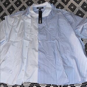 Mens XXL blue striped button up